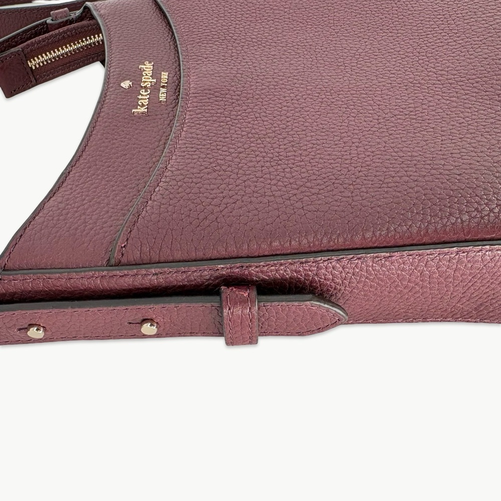 Kate Spade Leila North South Leather Crossbody OS Sherrywood Minimalist Classic - Picture 16 of 16